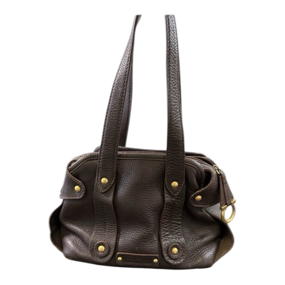 Salvatore Ferragamo Leather Tote Bag Shoulder Bag Black Gancini Made in Italy